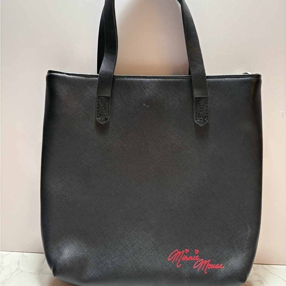 Minnie Mouse Black Tote Bag with Red and White Bow Design - Picture 2 of 11